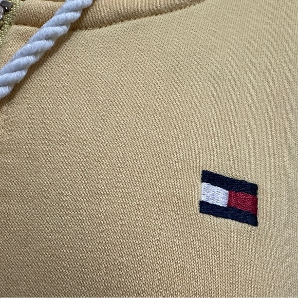 276 Tommy Hilfiger | Unisex Yellow Zip Up Hoodie Sweatshirt Jacket (Size S) - Picture 3 of 12